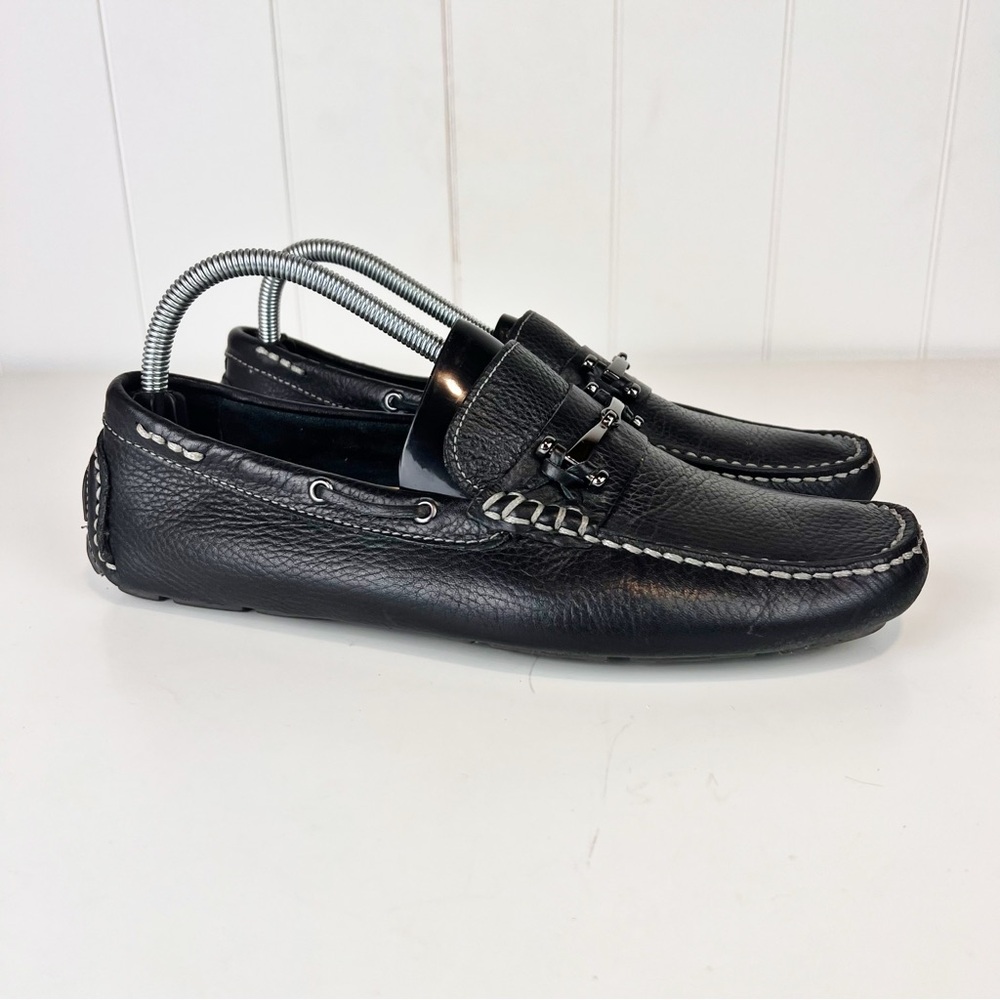 G.H. BASS & Co Driving Loafers Wheldon Bit Mens‎ 8.5 Black Leather Moccasin